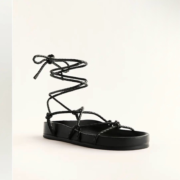 REFORMATION Margaux Women’s Black leather Lace-Up Gladiator Sandals 8 NEW - Picture 4 of 8